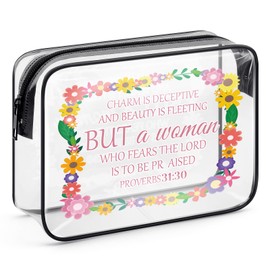 Christian Religious Gifts for Women Christian Makeup Bag Bible Verse Gifts Scripture Christmas Birthday Gifts for Her Friends Sister Cosmetic Bag Inspirational Gifts Motivational Gifts Toiletry Pouch