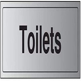 V Safety General Door-Toilets Sign - 300mm x 100mm - 3mm Brushed Alu Comp