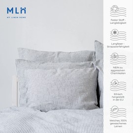 My Linen Home Cushion Cover, 50 x 60 cm, Linen, Set of 2, High-Quality Pillowcase in Stripes, 100% Stonewashed Linen Bed Linen, Made in the EU, Hypoallergenic and Skin-Friendly