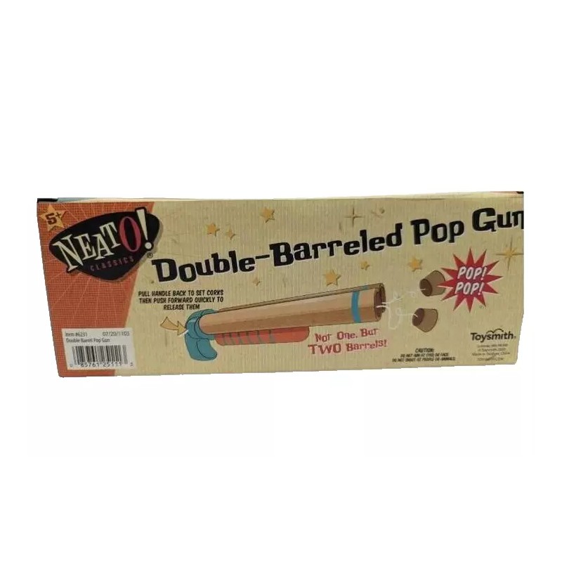 Toysmith New - Neato Wooden Double Barreled Pop Gun for