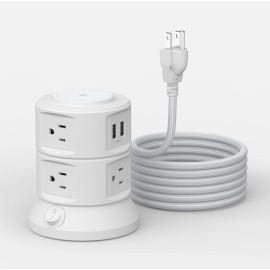 Two Tier Rotating Smart Electric Extension Socket Surge Protector Multi Outlets Power Strip With USB Charging for Home OfficePlug Standard: US, Color: White