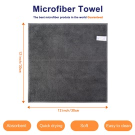 KinHwa Microfiber Dish Cloths Ultra Absorbent Kitchen Dish Rags for Washing Dishes Fast Drying Cleaning Cloth Gray 10-Pack 12InchX12Inch