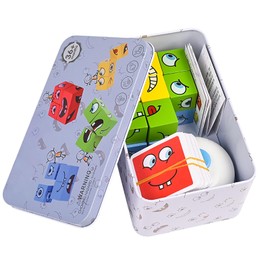 ALaLatois Large Wooden Face Expression Puzzle Building Cubes Manipulatives Face Changing Magic Cube Puzzles Matching Game with Bell Logical Thinking Training Brain Educational Montessori STEM Toys