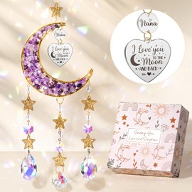 Best Grandma Nana Gifts, Valentines Day Gifts for Grandma from Granddaughter Grandchildren Grandkids, Unique Grandma Birthday Gifts for Nana Gigi Grandmother New Grandma Gifts Moon Crystal Suncatcher