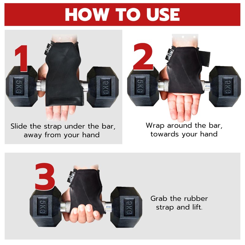 AQF Weight Lifting Hand Grips with Wrist Support – Anti-Slip
