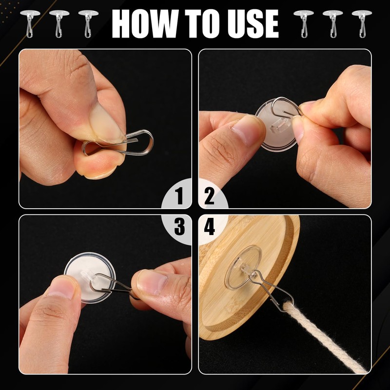 NQEUEPN 100pcs Adhesive Ceiling Hooks, Round Suction Cup Sticky Ceiling