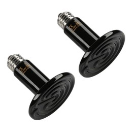 YSSOA 100W Ceramic Heat Emitter, Reptile Heat Bulbs, Ceramic Heat Lamp for Reptiles, Amphibian, Chicken, Dog, Cat, 2 Pack, Black
