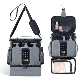WHCPCYO Grey Portable Mesh Shower Organizer – Hanging Toiletry Bag with Handles & Strap, Quick-Dry for Bathroom, Gym, Travel, Camping & College Dorms