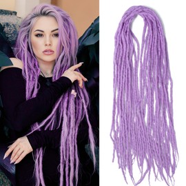 Shinon Dreadlocks Extension 22 Inch Double Ended Dreadlocks Extensions Dreads for Braiding 15 Strands Light Purple-18 Handmade Wool Hip-Hop Reggae Braid In Dreads Dreadlock Extensions for Women
