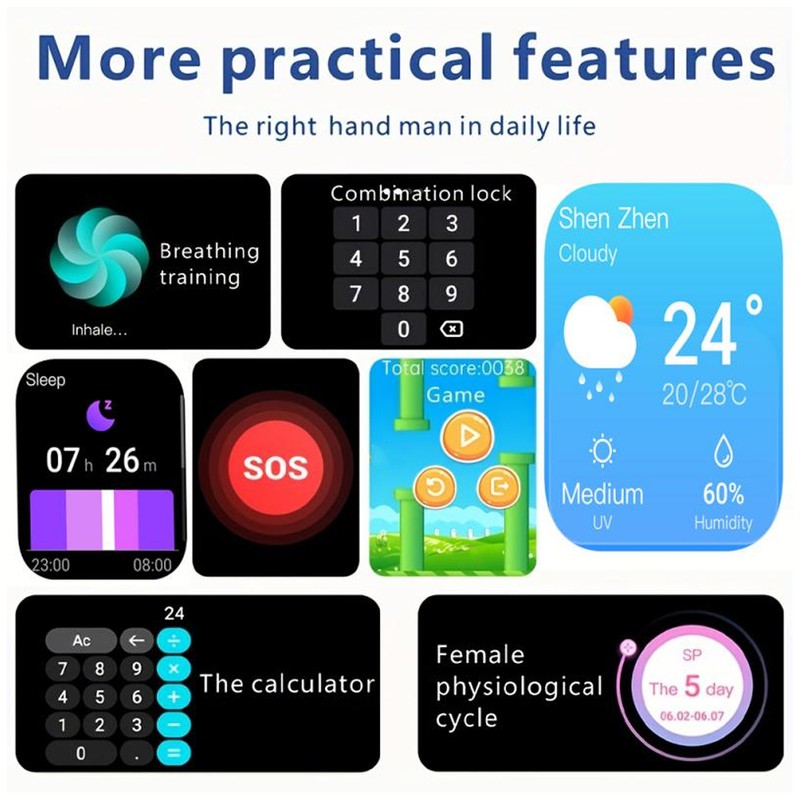 Smart Watch BT Calling Voice Control 2.0inch HD Screen Music