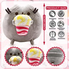 MPQDFG Cute Cat Plush Toys, 15 cm Kawaii Cuddly Toy, Cat Plush Cushion, Cat Cuddly Toy, Muddy Plush Toy, Birthday Gift for Boys and Girls (Popcorn Flowers)