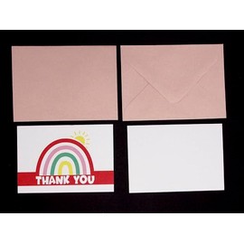Rainbow Thank You Cards and Envelopes. Small A7 Size. (Pack of 50)