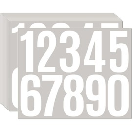 Jiepuxiter 10 Sheets Vinyl Mailbox Number Stickers - Self-Adhesive Address Labels for Cars, House Doors, Windows & Metal Mailboxes (White, 3 inch)