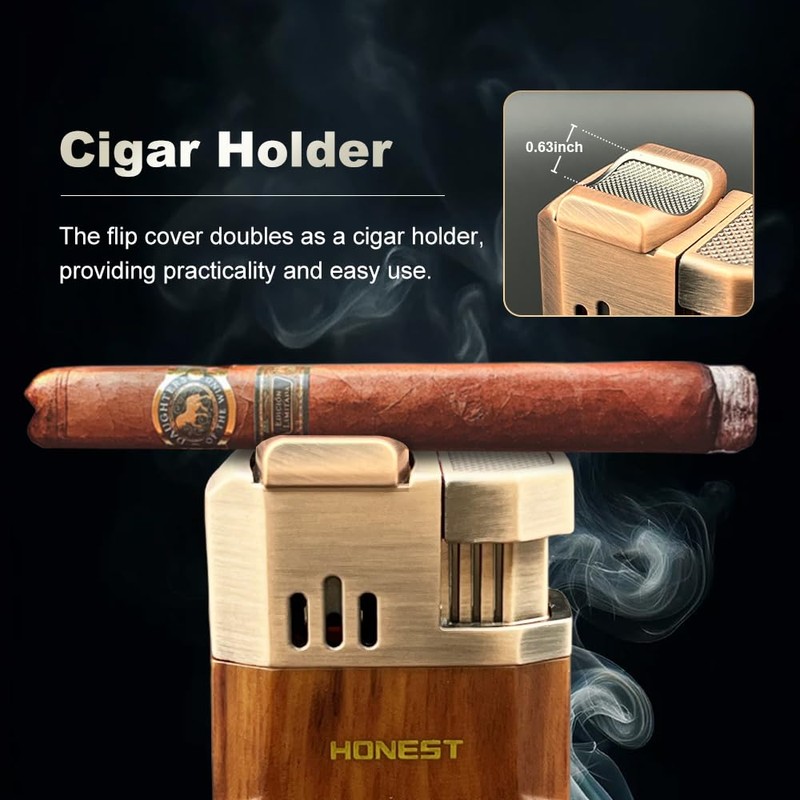 Cigar Lighter, Super Dual Jet Flame, All-in-One Lighter with V