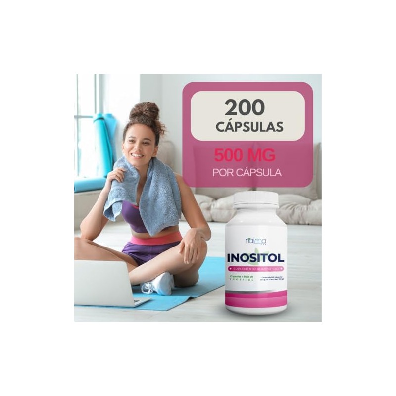 NAIMA Inositol, 200 Cápsulas Suplemento Alimenticio 100 Puro Ingredientes Naturales,