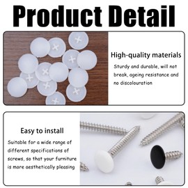 200 Stück Schraubenabdeckung,Kreuzschlitz Abdeckkappen,Dekorative Kappen für Kreuzschlitzschrauben,Kunststoff Deckel für Schrauben Kreuz,Screws of Cabinet(White+Black,12 mm)