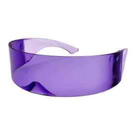 grinderPUNCH Futuristic Shield Sunglasses | Cyclops Cyberpunk Visor Glasses | 80s Alien Mono (Purple)