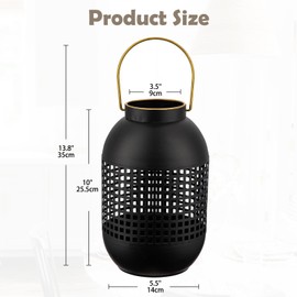 Arborus Rustic Metal Vase 10-Inch Hollow Metal Buckets Planter with Handle Large Black Vintage Vase for Home Decor Indoor Wedding Farmhouse Centerpieces