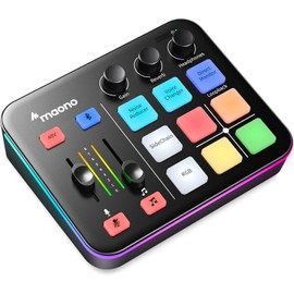MAONO Mezcladora Interfaz Audio Gamer: Audio Mixer Profesional con Reducción de Ruido para Pc Streaming Podcast Creación de Contenido Grabación Gaming Youtube Tiktok Twitch MaonoCaster G1 NEO (NEGRO)
