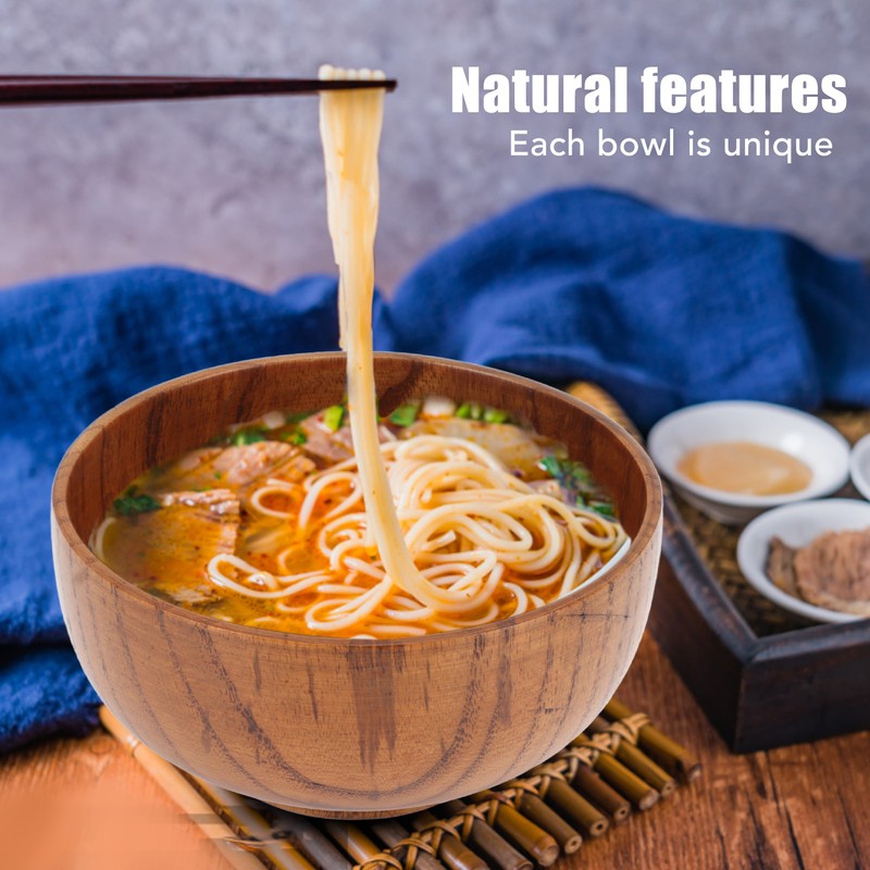 Wood Soup Bowl Unique Texture Exquisite Smoothly Round Wooden Bowl