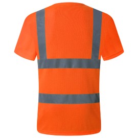 JKSafety 3 Pack Hi-Vis Reflective Safety Apparel | Daily Work T-Shirt Orange Color with Sewed Retro-Reflective Strips | ANSI Compliance (77-3P-Orange, XL)