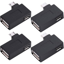 DKARDU Adaptador Micro USB OTG de 90 grados, (izquierdo + derecho) Adaptador OTG micro USB 2 en 1 para Firestick, Streaming TV Stick, PlayStaion Classic, Chromecast, para teléfono Android (paquete de