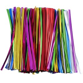 LHLZNB 1600 pcs Wire Twist Ties, Gift Wrapping Ties, Coloured Bag Ties Twists 4" Bread Ties for Bags, Foil Twist Ties Wire Ties for Bags Bakery Candy Coffee Bags, Goodie Bags (8 Color)