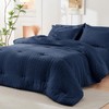 HYMOKEGE Navy Blue Twin Comforter Set Seersucker 5 Pieces, All