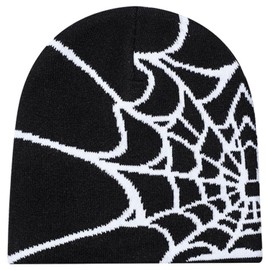 DadaFash Spider Beanie Y2k Unisex - Acrylic Knit Skull Cap Winter Warm Hats for Women Men, Black White