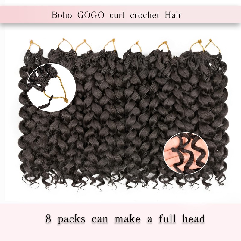 8 Packs Curly Crochet Hair,Boho GoGo Curl Crochet Hair for