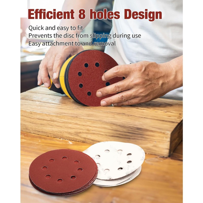 125mm Sanding Discs 92PCS Orbital Sander Discs Hook and Loop