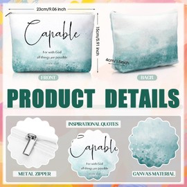 Reginary 10 Sets Christian Gifts for Women Include 10 Religious Canvas Makeup Bags with 10 Bible Verse Compact Mirrors Church Inspirational Gifts for Travel Mom Sister(Watercolor,Bible Words)