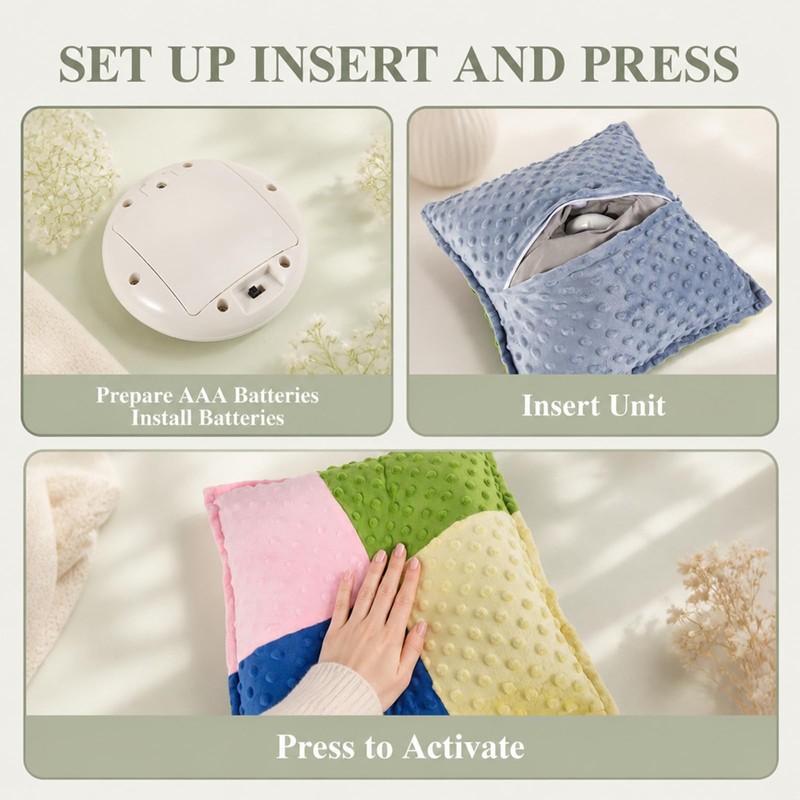 Vibrating Sensory Pillow,Soft Calming Pillow for Autism Anxiety