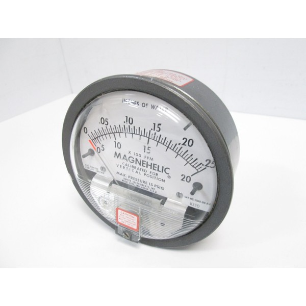Dwyer 2000-00AV Magnehelic Differential Pressure Gauge, Type, 0.25 to 300"