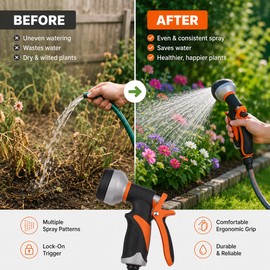 Adjustable Garden Hose Nozzle for Watering & Car Wash – Comfortable Grip Spray Gun for Outdoor Cleaning