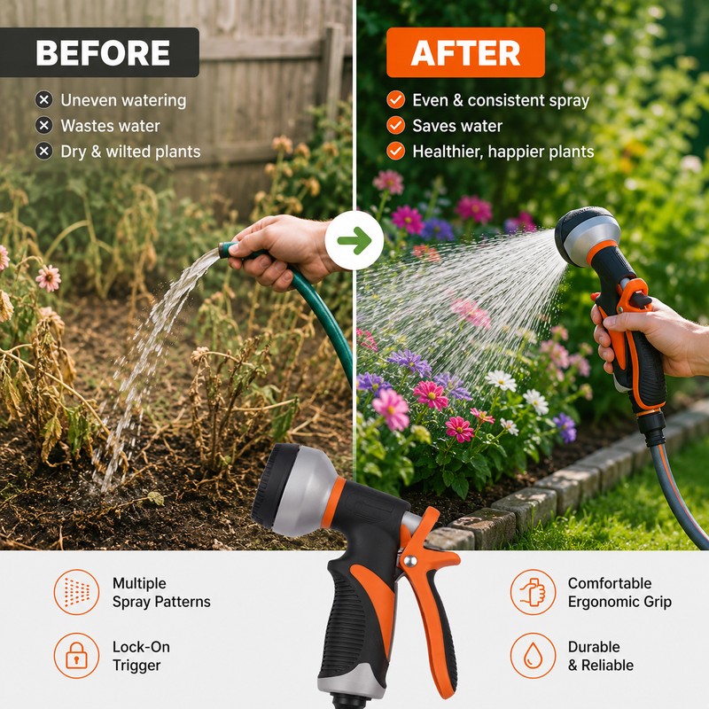 Adjustable Garden Hose Nozzle for Watering & Car Wash –