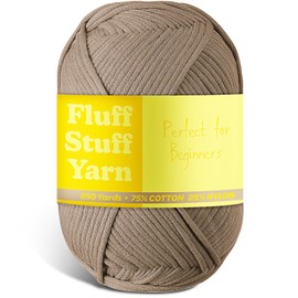Soft Yarn for Crocheting – Crochet & Knitting Yarn, Beginner Yarn with Easy-to-See Stitches, 250 Yds Amigurumi Yarn, Cotton-Nylon Blend Tshirt Yarn for Crocheting, Worsted Weight Yarn 4, Coffee Brown
