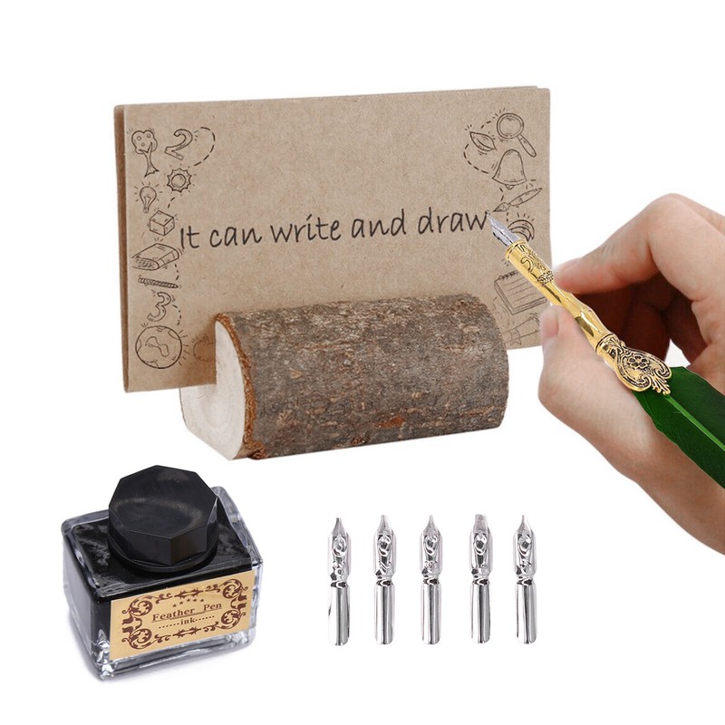 Feather Pen Exquisite Vintage Elegant Stainless Steel Smoothly Writing Wear