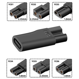 NFHK Juego de 6 unidades USB-C hembra a 2 pines DC 5 V Power Charge Adater para cortapelos eléctrico, cortapelos barba, afeitadoras, instrumentos de belleza
