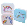 eMKay® Rainbows Unicorn Lunch Box Set of 3 – Stackable Food Storage Containers (250 ml/350 ml/550 ml) | BPA‑Free Polypropylene