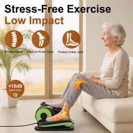 VIVURN® 028 Under Desk Elliptical Machine, 5 Modes 12 Speeds Low Impact Electric Leg Exerciser As Seen on TV While Sitting for Seniors Quiet & Portable Seated Foot Exercise for Home and Office,Green