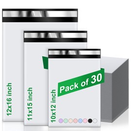 Oududianzi Poly Mailers Variety Size Pack, 30PCS Shipping Bags, Packaging Bags, Self-Seal Polymailers, Mailers Poly Bags, Assorted Shipping Envelopes for Small Business (10x12, 11x15, 12.5x16)
