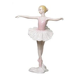 8.75 Inch Porcelain Figurine Graceful Ballerina En Pointe Pink Tutu