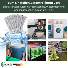 zederle Pack of 20 Water Hardness Test Strips Test Kit Individually Packed, German Hardness Range in dH°, Water Hardness Test, Limescale Test, Total Hardness Test - Measuring in Drinking Water, Pool, Pond, Aquarium