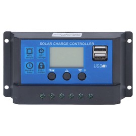 12/24V 20A PWM Solar Charge Controller, Solar Panel Controller with LCD Display, 5V Smart Dual USB Ports