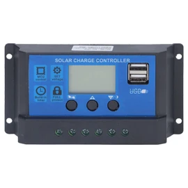 12/24V 20A PWM Solar Charge Controller, Solar Panel Controller with LCD Display, 5V Smart Dual USB Ports