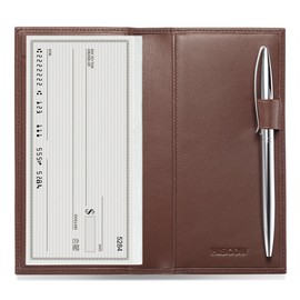 HISCOW Supple Leather Checkbook Cover with Free Divider - Italian Calfskin (Brown)