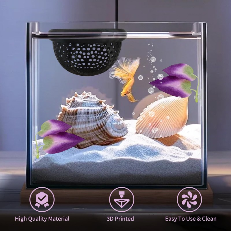 3Pcs Betta Fish Tank Accessories-Floating Betta Hide & Fish Leaf