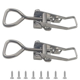 Runseaway 2Pcs Adjustable Toggle Latch Clamp with Lock Hole, Heavy Duty Stainless Steel Pull Hasp Latch Lock for Smoker Cabinet Tool Box Case Trunk Door, Adjustable Range:126-148mm