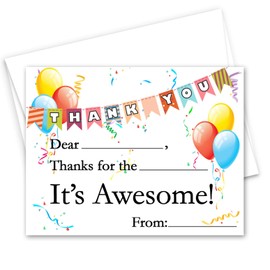 Fill In The Blank Kids Thank You Cards With Envelopes | Boys & Girls for Birthday and Holiday And All Occasions | Bulk Pack Set of 20 | Size 4.25" x 5.5" inches Cards & A2 Envelopes